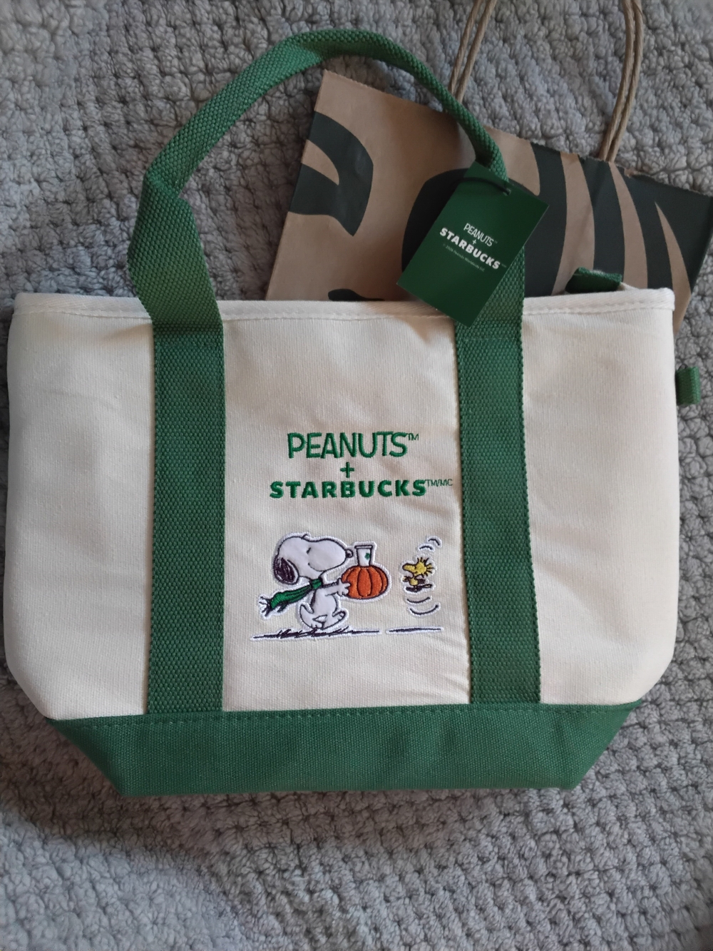 Starbucks X Peanuts 2026 New Fall Collection Snoopy Canvas Mini Tote Bag